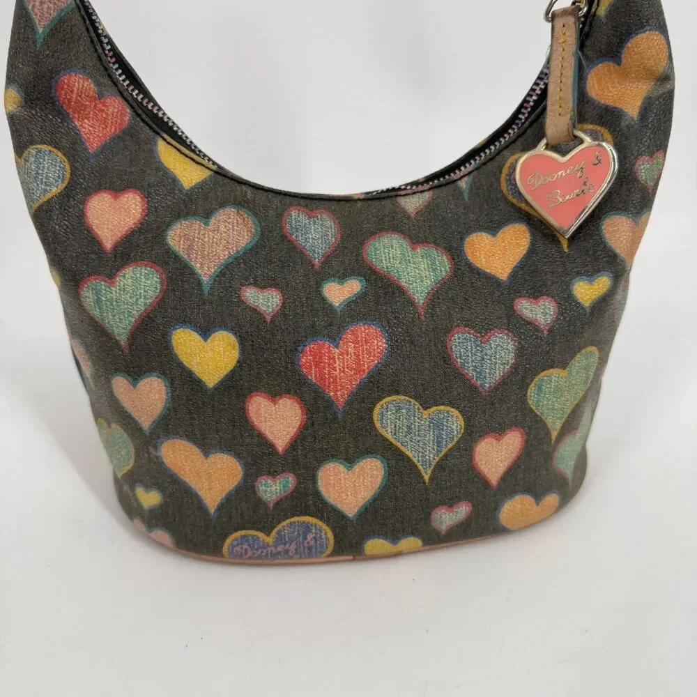 Vintage Dooney & Bourke Shoulder Purse Bag Y2K Crayon Bucket Bag Rainbow Hearts